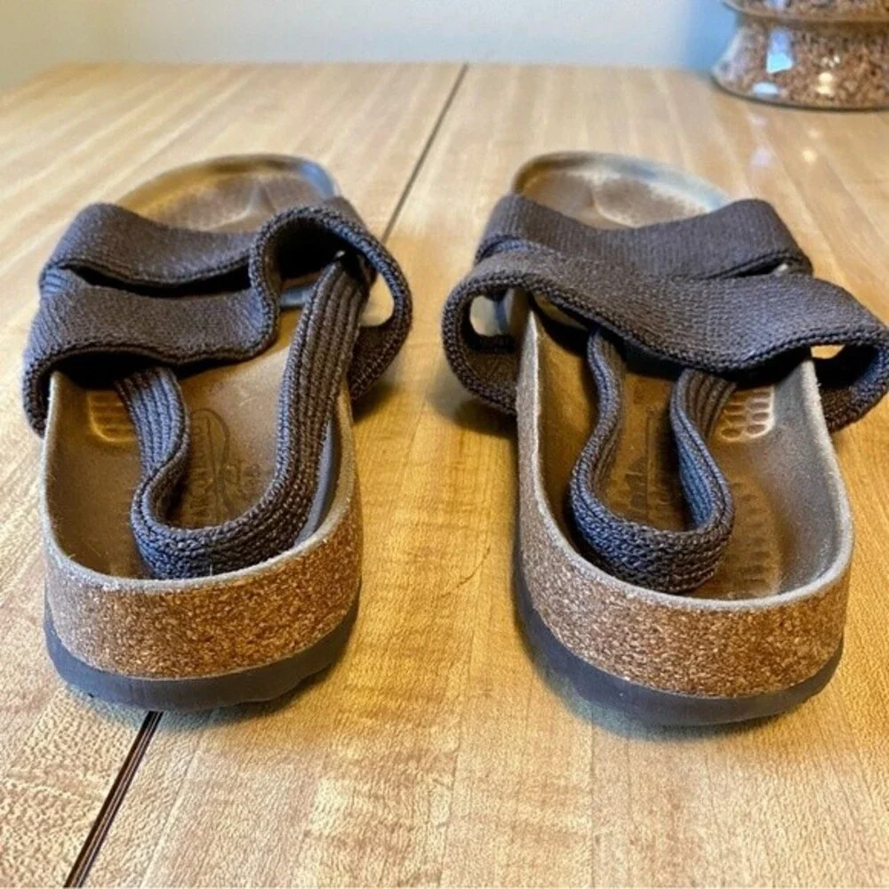 ARCOPEDICO Sandals Brown Knit Strap Woven Slingback Leather Cork Comfort Slides - Picture 5 of 10